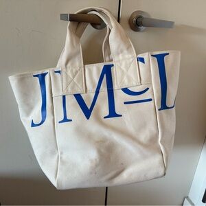 J. McLaughlin Cream Canvas Tote with Tan Accent